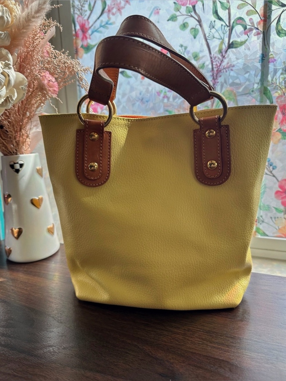 Maurizio Taiuti Italian Leather Tote Bag | Butter Yellow Made in Italy